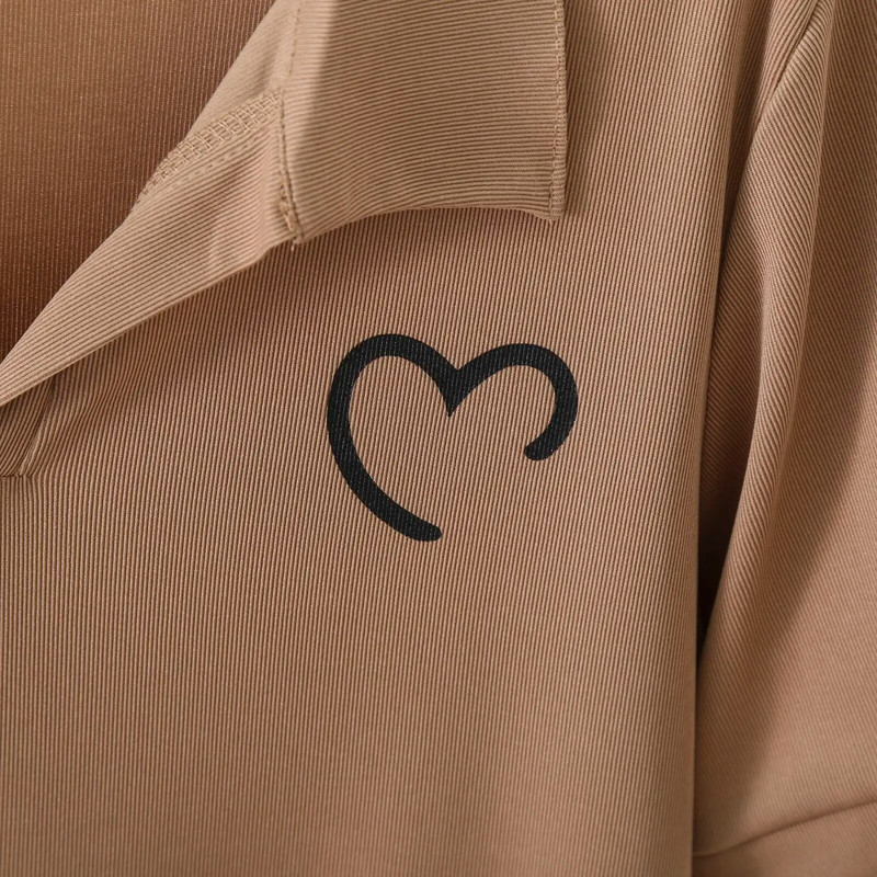 100 kg Vară, simplu, guler POLO, imprimeu cu inimă, Topuri cu mâneci scurte, mai mari, tricou casual Love pentru femei 9887