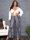 Pantaloni de vară pentru femei Pantaloni evazați populari de epocă Pantaloni elastici cu talie mijlocie Pantaloni pentru femei de dimensiuni mari, vânzare cu ridicata în vrac Dropshipping
