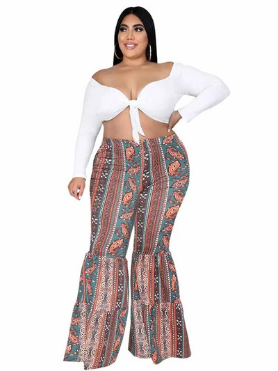 Pantaloni de vară pentru femei Pantaloni evazați populari de epocă Pantaloni elastici cu talie mijlocie Pantaloni pentru femei de dimensiuni mari, vânzare cu ridicata în vrac Dropshipping
