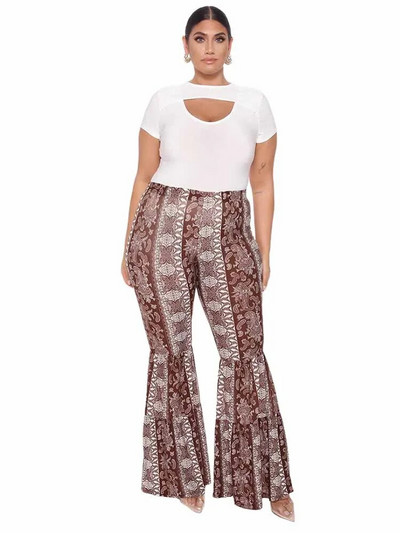 Pantaloni de vară pentru femei Pantaloni evazați populari de epocă Pantaloni elastici cu talie mijlocie Pantaloni pentru femei de dimensiuni mari, vânzare cu ridicata în vrac Dropshipping