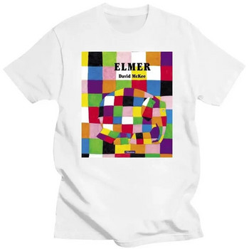 Elmer The Elephant Παγκόσμια Ημέρα Βιβλίου Unisex Μαύρο λευκό μπλουζάκι ανδρικό γυναικείο βαμβακερό καλοκαιρινό μπλουζάκι με λαιμόκοψη