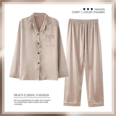 Set de pijamale din satin de mătase pentru femei Set de pijamale de pijama de cuplu Costum de pijama de cuplu vânzări dropshipping cu transport gratuit