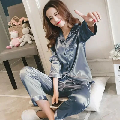 Set de pijamale din satin de mătase pentru femei Set de pijamale de pijama de cuplu Costum de pijama de cuplu vânzări dropshipping cu transport gratuit