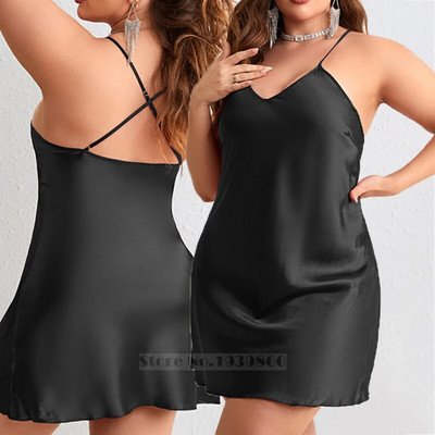 Velika veličina 3XL 4XL 5XL Ženska spavaćica Seksi spavaćica s naramenicama Ružičasta košulja za spavanje Ogrtač za kupanje Široki satenski kućni ogrtač