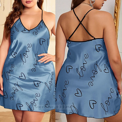 Velika veličina 3XL 4XL 5XL Ženska spavaćica Seksi spavaćica s naramenicama Ružičasta košulja za spavanje Ogrtač za kupanje Široki satenski kućni ogrtač