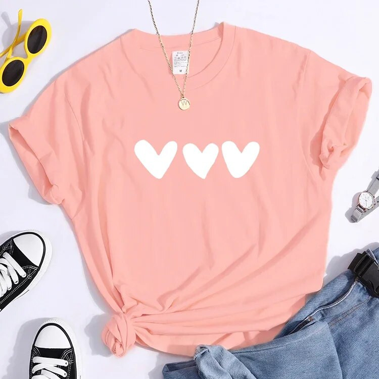 Plus Size čierne tričko so srdcom, letné pohodlné tričko, pouličné mäkké tričko s krátkym rukávom, základné tričká pre ženy a mužov