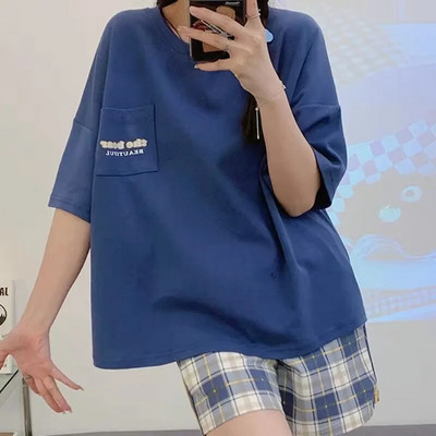 Ženska pidžama Ljetna japanska Kawaii pidžama Pidžama s printom medvjedića Tinejdžerke Okrugli izrez Kućna odjeća Postupna promjena Odjeća za spavanje
