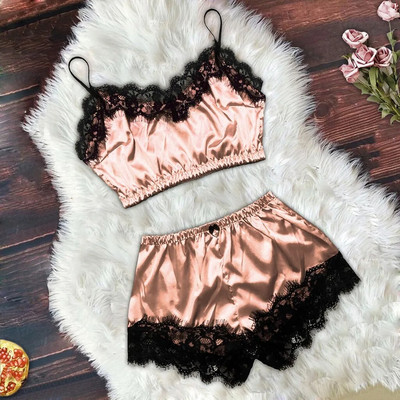 Nou în lenjerie sexy pentru femei, marimi mari, satin, dantelă, cu pantaloni scurți, pijamale, lenjerie, set de lenjerie de dormit, lenjerie pentru femei