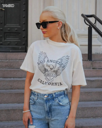 Nagy méretű Letter Sign Print póló fehér pamut nyári póló alkalmi felső női divat utcai pólók O-nyakú pulóver