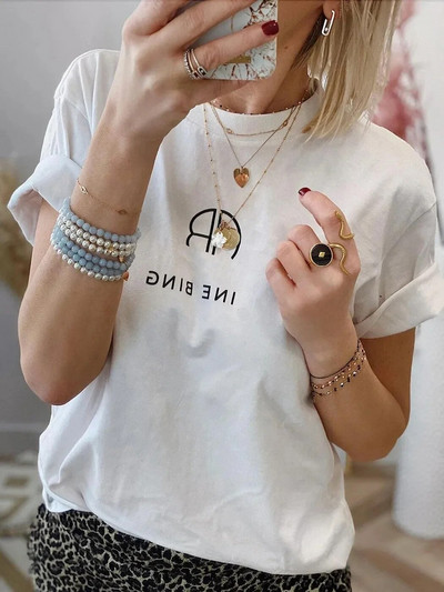Nagy méretű Letter Sign Print póló fehér pamut nyári póló alkalmi felső női divat utcai pólók O-nyakú pulóver