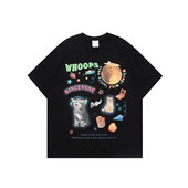 Velika pamučna majica kratkih rukava American Street Creative Blow Fan Cat za muškarce i žene, ljetna odjeća za par kratkih rukava INS Top