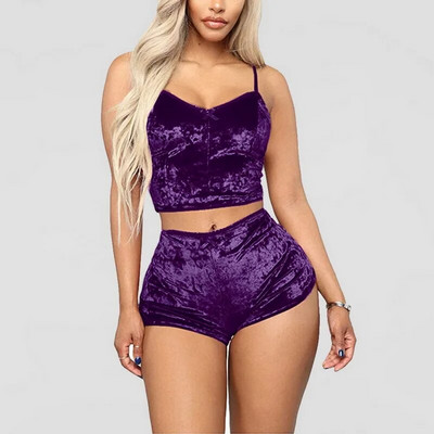 Női hálóruha szexi csipkés szatén pizsama szettek Hálóruha Ujjatlan felsők+rövidnadrágok 2 db Női pizsama készletek