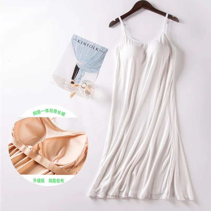 Fdfklak Modal hálóing mellkas alátét nadrágok fehérneműk nyári női rövid ruha szexi hálóruha női kényelmes hálóingek