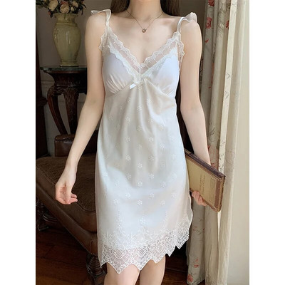 2 komada seksi spavaćica za žene Bijela čipkana noćna haljina Komplet ženskih ogrtača Ice Silk spavaćice DropShipping haljine