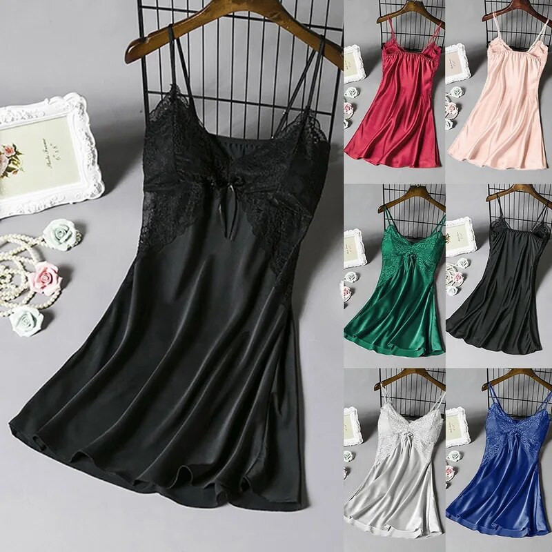 Секси бельо Дамска нощница Спално облекло с крачоли Пижами Дантелена нощна рокля Еротични костюми Екзотично дамско бельо G-String