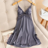 Seksi košulja spavaćica Ljetna ženska spavaćica Haljina Donje rublje Ženska spavaćica Čipkana spavaćica Satenska spavaćica Kućna odjeća