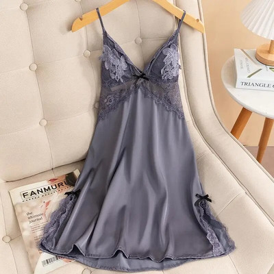 Seksi košulja spavaćica Ljetna ženska spavaćica Haljina Donje rublje Ženska spavaćica Čipkana spavaćica Satenska spavaćica Kućna odjeća