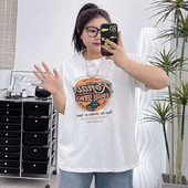 Καλοκαιρινό φόρεμα 2024 300kg 240 Plus Size Γυναικείο Fat Mm Loose 280 T-shirt Γυναικείο άγριο κοντομάνικο τοπ 200kg