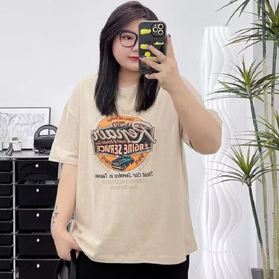Καλοκαιρινό φόρεμα 2024 300kg 240 Plus Size Γυναικείο Fat Mm Loose 280 T-shirt Γυναικείο άγριο κοντομάνικο τοπ 200kg