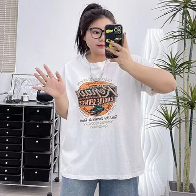 Καλοκαιρινό φόρεμα 2024 300kg 240 Plus Size Γυναικείο Fat Mm Loose 280 T-shirt Γυναικείο άγριο κοντομάνικο τοπ 200kg