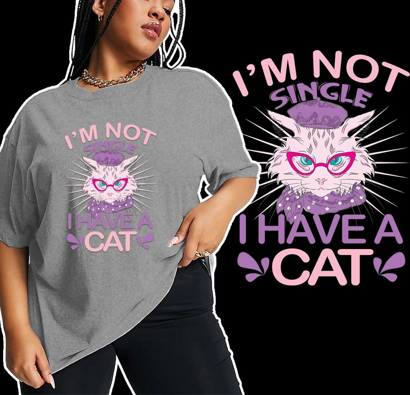 Γυναικείες σε μεγάλο μέγεθος «Έχω μια γάτα» Επιστολή εκτύπωσης Μπλουζάκι κινουμένων σχεδίων Χαρακτήρας τύπωμα μπλουζάκι Κορίτσι Harajuku γραφικά ρούχα Αιτιατικές μπλούζες