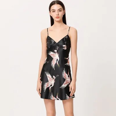 Női szatén köntös Könnyű esküvői menyasszonyi koszorúslány kimonó yukata női selyem pizsama Crane női szexi hálóruha hálóing