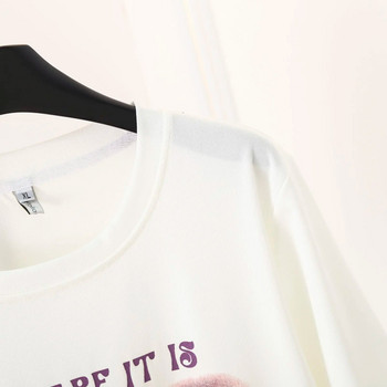 100kg Summer Color Planet Print Κοντομάνικα μπλουζάκια Plus Size Γυναικεία casual μπλουζάκι με στρογγυλή λαιμόκοψη 9839