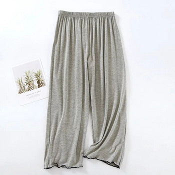 Пижами Дамски летни тънки модални еластични домашни панталони с волани Свободни изрязани панталони Семпло едноцветно долнище Дамски