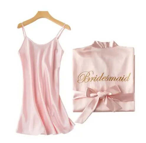 1PC/2PCS mladenka djeveruša ogrtač sa slovima remek haljina majka sestra mladenka vjenčani dar ogrtač kimono satenski ogrtač