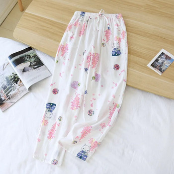 Летни домашни панталони от 100% памучен марля Дамски долнища за сън Горещи разпродажби Пижами с пресен принт Панталони Дамски пижами Дамски широки панталони