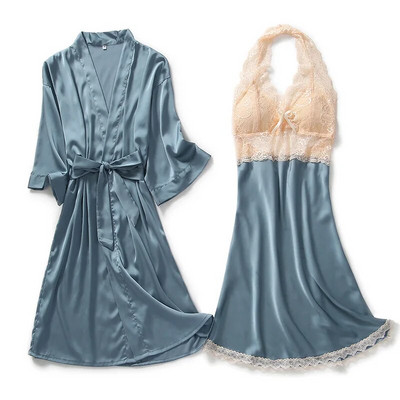 Novi dolazni ženski seksi kompleti satenskih ogrtača i haljina od čipke, besplatna dostava Ženski luksuzni modni komplet pidžama