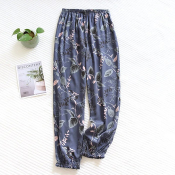 Пролет и лято нови дамски панталони 100% вискоза големи цветя удобни пижамни панталони широки домашни панталони с голям размер