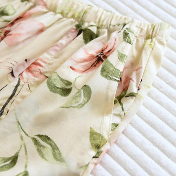Пролет и лято нови дамски панталони 100% вискоза големи цветя удобни пижамни панталони широки домашни панталони с голям размер