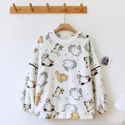 2024. Jesen/zima Nove pidžame Zimske ženske koraljne plišane zadebljane plišane duge rukave + duge hlače Slatko slobodno kućno krzno od flanela