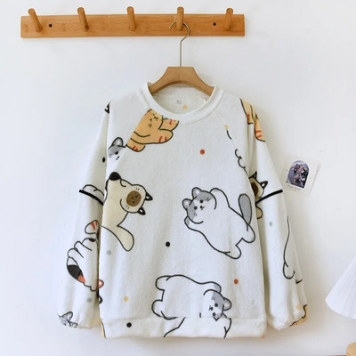 2024. Jesen/zima Nove pidžame Zimske ženske koraljne plišane zadebljane plišane duge rukave + duge hlače Slatko slobodno kućno krzno od flanela