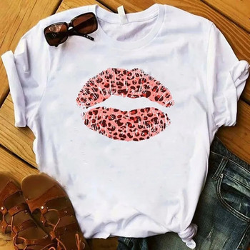 голям размер Lip Funny Summer Female Soft T Shirt Дамски топове с О-образно деколте Секси черни тениски Kiss Lips Watercolor Graphic T Shirt Top9180
