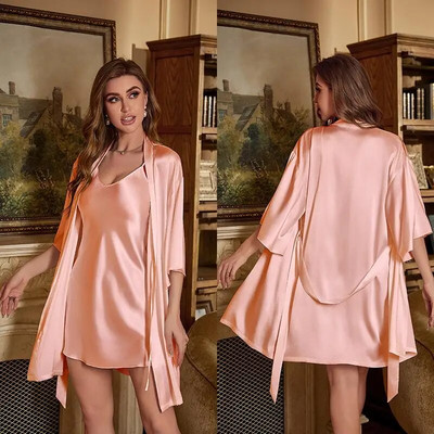 2PC ogrtač Ženski ogrtač od rajona Komplet za spavanje Ljetna kućna odjeća Spavaća haljina Ležerna kimono spavaćica Spavaćica Salonska odjeća