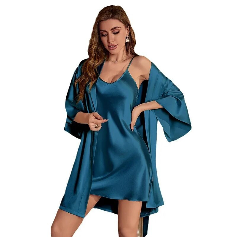2PC ogrtač Ženski ogrtač od rajona Komplet za spavanje Ljetna kućna odjeća Spavaća haljina Ležerna kimono spavaćica Spavaćica Salonska odjeća