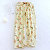 2024. Nove ženske krep hlače od čistog pamuka za proljeće/ljeto 100% pamuk Ženske kućne hlače Veliki cvijet Ležerne tanke hlače velike veličine