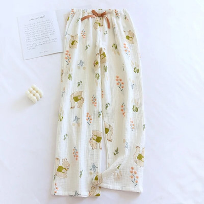 2024. Nove ženske krep hlače od čistog pamuka za proljeće/ljeto 100% pamuk Ženske kućne hlače Veliki cvijet Ležerne tanke hlače velike veličine