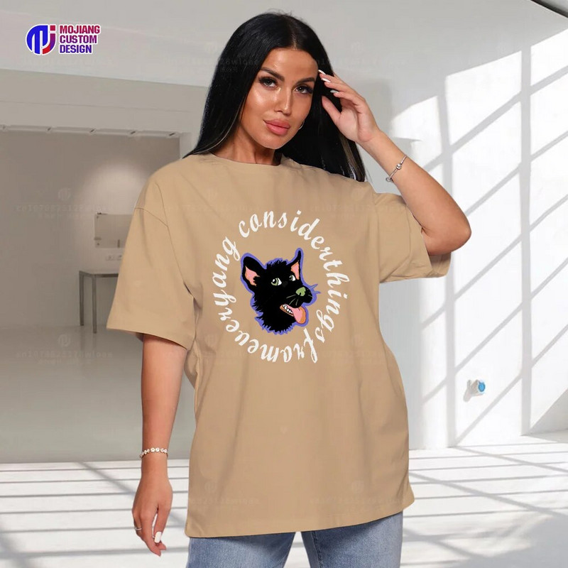 Aranyos állatfejű, nagyméretű női, rövid ujjú, tavaszi és őszi kerek nyakú, tiszta pamut felsők otthoni viseletre