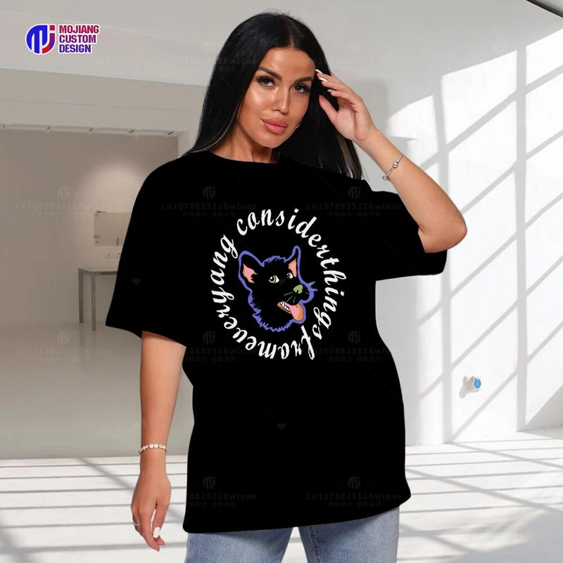 Aranyos állatfejű, nagyméretű női, rövid ujjú, tavaszi és őszi kerek nyakú, tiszta pamut felsők otthoni viseletre