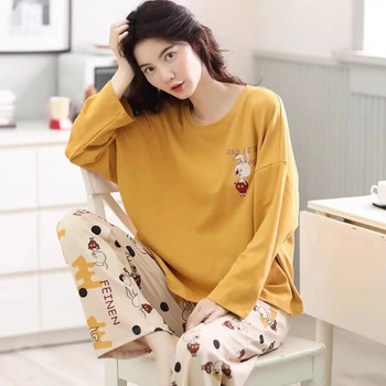 Γυναικεία Σετ Πυτζάμες Μακρυμάνικο T-shirt+Παντελόνι 2τμχ Κοστούμια Cartoon Sleepwear Άνοιξη Φθινοπωρινά Σαλόνια Γυναικεία Casual Ρούχα για το σπίτι