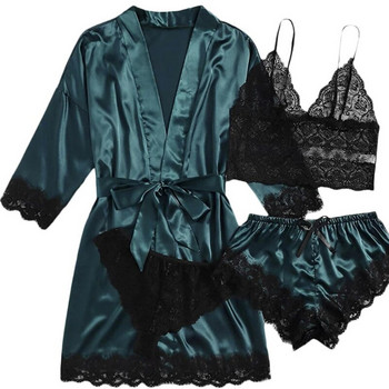Νέες γυναικείες πιτζάμες 4 τεμαχίων Lei Halter Nightgowns Γυναικείο καλοκαιρινό σετ με Robe Nightgowns Sleepwear Γυναικείο Σετ ρούχων