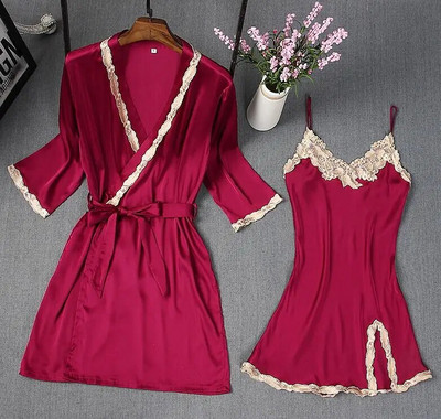 Moteriškas miegui skirtas chalatas Seksualus nėriniuotas moteriškas chalato rinkinys Sleep Lounge vidaus drabužiai Moteriški naktiniai chalatai Naktinė suknelė su krūtinės ląstele