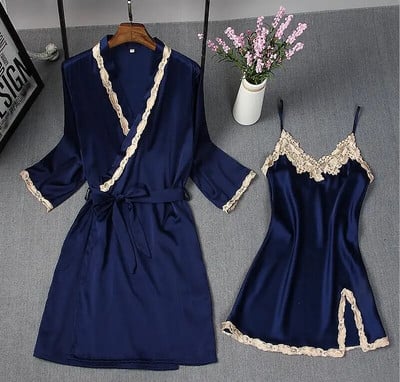 Moteriškas miegui skirtas chalatas Seksualus nėriniuotas moteriškas chalato rinkinys Sleep Lounge vidaus drabužiai Moteriški naktiniai chalatai Naktinė suknelė su krūtinės ląstele