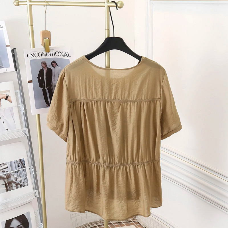 Ljetne majice kratkih rukava s tankim printom od 100 kg, ženska ležerna majica s okruglim izrezom 9832