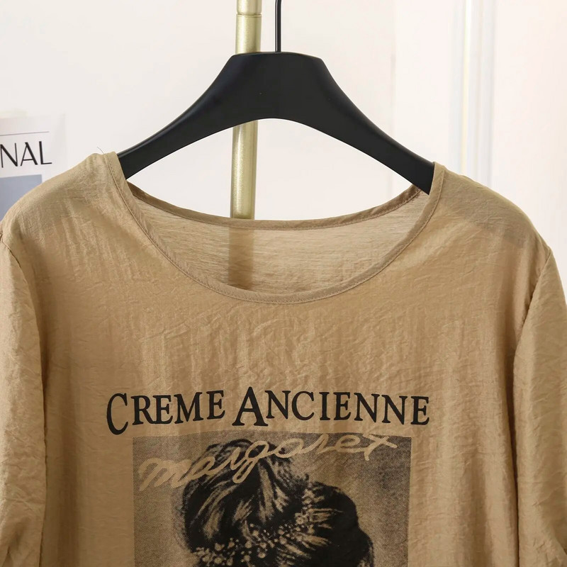 Ljetne majice kratkih rukava s tankim printom od 100 kg, ženska ležerna majica s okruglim izrezom 9832