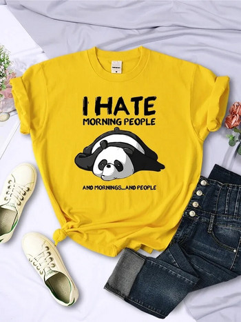Lazy Panda I Hate Early Risers Γυναικεία κοντομάνικα σε συν μέγεθος Δημιουργική πλήρης μαθηματικά ρούχα Street Hip hop γυναικείο μπλουζάκι με λαιμόκοψη
