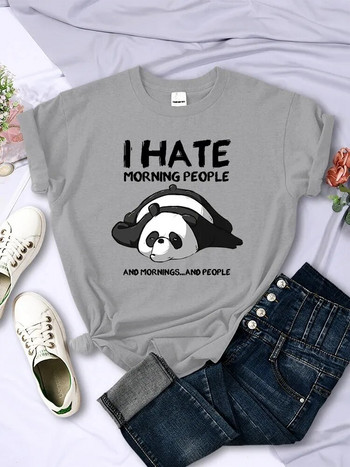 Lazy Panda I Hate Early Risers Γυναικεία κοντομάνικα σε συν μέγεθος Δημιουργική πλήρης μαθηματικά ρούχα Street Hip hop γυναικείο μπλουζάκι με λαιμόκοψη